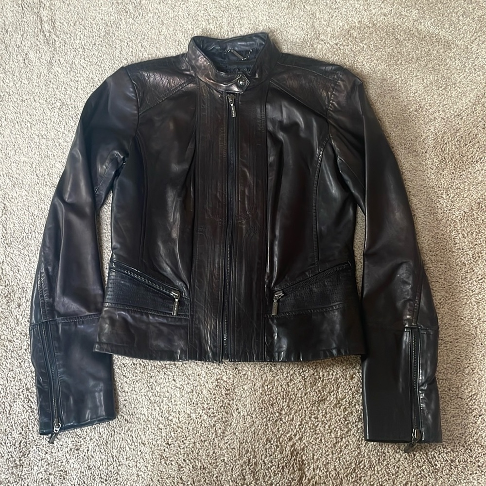 Bernardo leather moto jacket size extra small